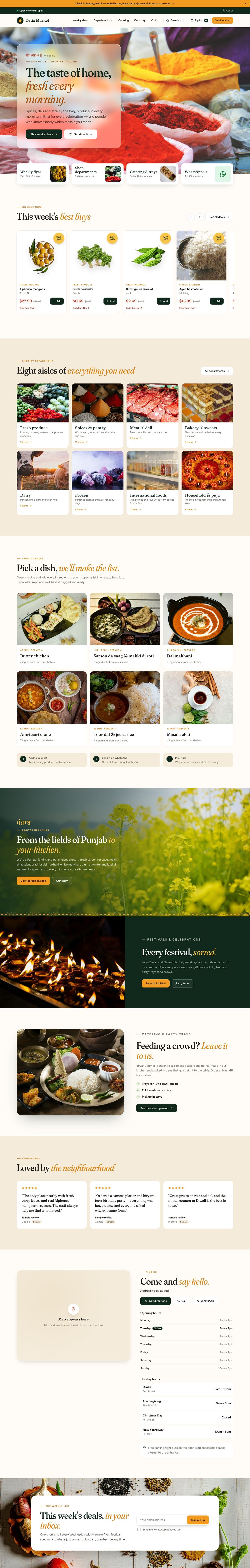 Full-page screenshot of the Ortix Market sample site on desktop